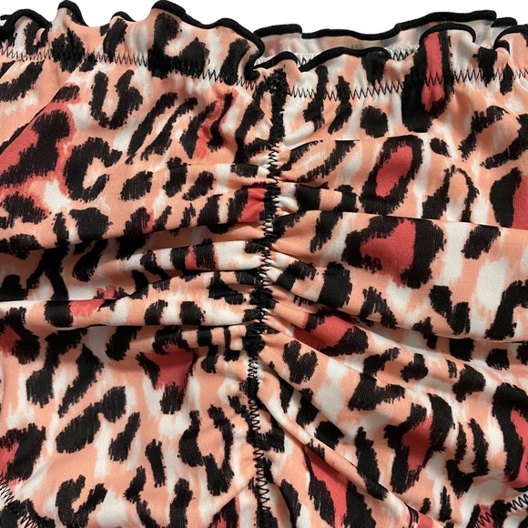 Sundazed Black Pink Animal Print Stretch Lined Ruffled Swim Bottom Medium - Picture 11 of 15